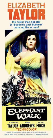 Elizabeth Taylor - Elephant Walk - Poster White Modern Wood Framed Art Print with Double Matting by Hollywood Photo Archive