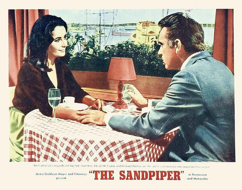 Elizabeth Taylor - Sandpiper - Lobby Card White Modern Wood Framed Art Print with Double Matting by Hollywood Photo Archive