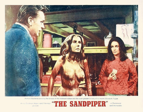 Elizabeth Taylor - Sandpiper - Lobby Card White Modern Wood Framed Art Print with Double Matting by Hollywood Photo Archive