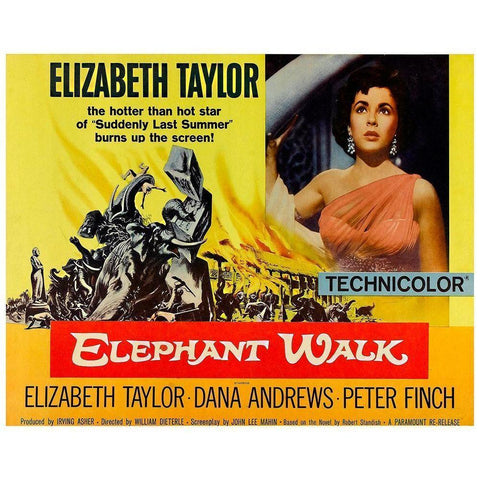 Elephant Walk - Elizabeth Taylor Gold Ornate Wood Framed Art Print with Double Matting by Hollywood Photo Archive