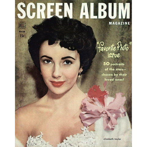 Screen Album Magazine - Elizabeth Taylor Black Modern Wood Framed Art Print with Double Matting by Hollywood Photo Archive