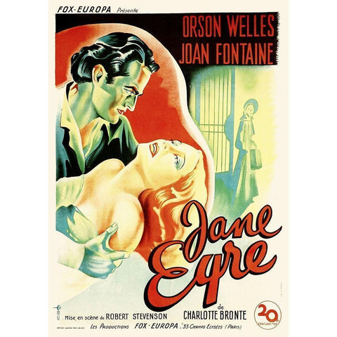 Jane Eyre - 1944 Gold Ornate Wood Framed Art Print with Double Matting by Hollywood Photo Archive