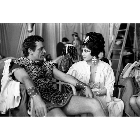 Behind the Scenes - Elizabeth Taylor - Cleopatra Gold Ornate Wood Framed Art Print with Double Matting by Hollywood Photo Archive