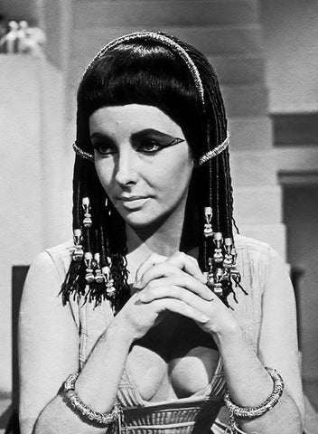 Elizabeth Taylor - Cleopatra White Modern Wood Framed Art Print with Double Matting by Hollywood Photo Archive