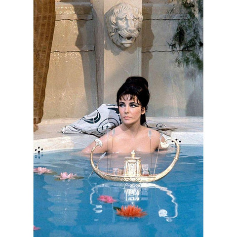 Elizabeth Taylor - Cleopatra Black Modern Wood Framed Art Print with Double Matting by Hollywood Photo Archive