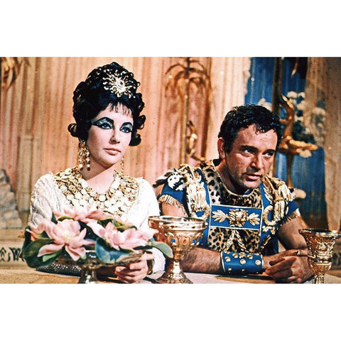 Elizabeth Taylor - Cleopatra White Modern Wood Framed Art Print by Hollywood Photo Archive