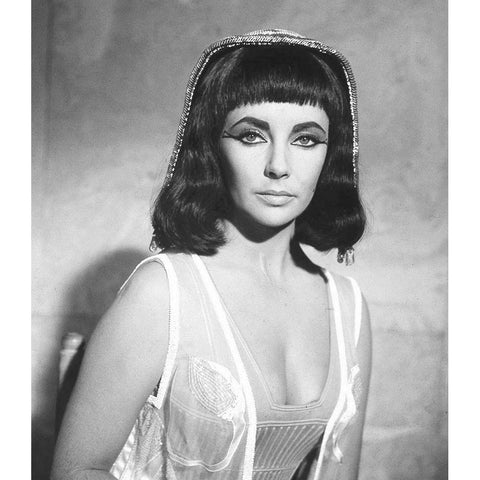 Elizabeth Taylor - Cleopatra White Modern Wood Framed Art Print by Hollywood Photo Archive