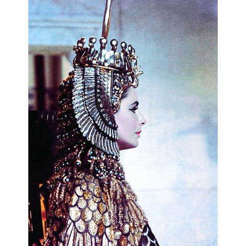 Elizabeth Taylor - Cleopatra White Modern Wood Framed Art Print by Hollywood Photo Archive