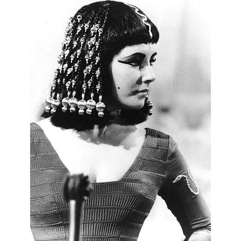 Elizabeth Taylor - Cleopatra White Modern Wood Framed Art Print by Hollywood Photo Archive