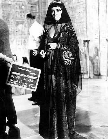 Wardrobe Test - Cleopatra - Elizabeth Taylor Black Ornate Wood Framed Art Print with Double Matting by Hollywood Photo Archive