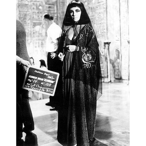 Wardrobe Test - Cleopatra - Elizabeth Taylor White Modern Wood Framed Art Print by Hollywood Photo Archive