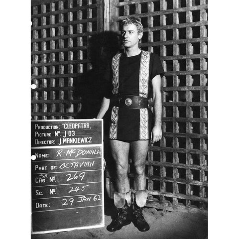 Wardrobe Test - Cleopatra - Roddy McDowall White Modern Wood Framed Art Print by Hollywood Photo Archive