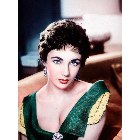 Elizabeth Taylor White Modern Wood Framed Art Print by Hollywood Photo Archive