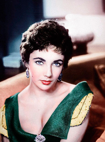 Elizabeth Taylor Black Ornate Wood Framed Art Print with Double Matting by Hollywood Photo Archive