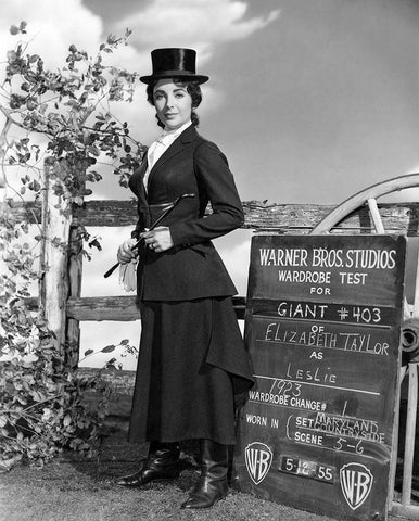 Wardrobe Test - Giant - Elizabeth Taylor White Modern Wood Framed Art Print with Double Matting by Hollywood Photo Archive