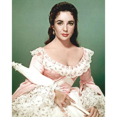 Elizabeth Taylor Gold Ornate Wood Framed Art Print with Double Matting by Hollywood Photo Archive