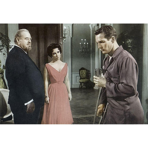 Cat on a Hot Tin Roof - Elizabeth Taylor, Paul Newman and Burl Ives Gold Ornate Wood Framed Art Print with Double Matting by Hollywood Photo Archive