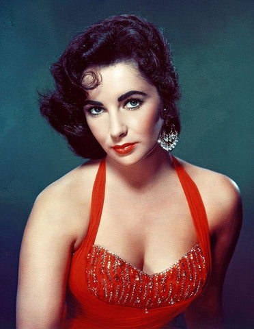 Elizabeth Taylor White Modern Wood Framed Art Print with Double Matting by Hollywood Photo Archive