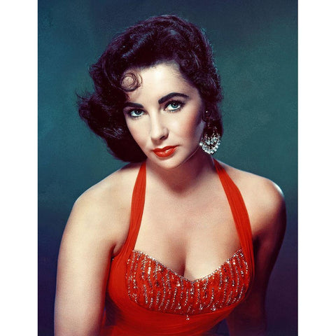 Elizabeth Taylor Black Modern Wood Framed Art Print with Double Matting by Hollywood Photo Archive