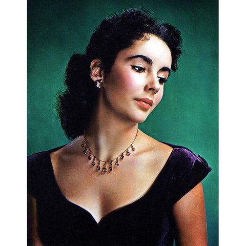 Elizabeth Taylor Black Modern Wood Framed Art Print with Double Matting by Hollywood Photo Archive