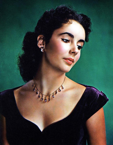 Elizabeth Taylor Black Ornate Wood Framed Art Print with Double Matting by Hollywood Photo Archive