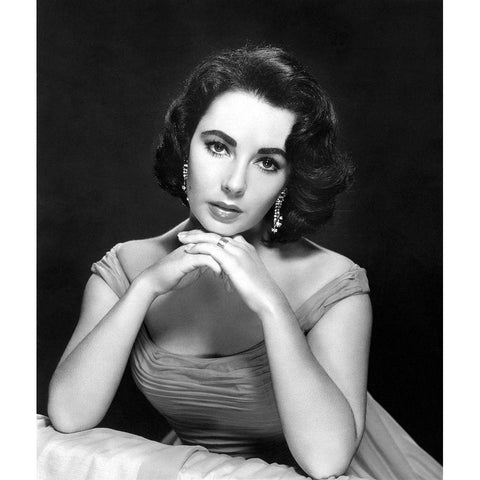 Elizabeth Taylor Black Modern Wood Framed Art Print with Double Matting by Hollywood Photo Archive