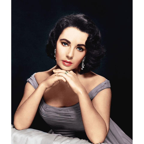 Elizabeth Taylor White Modern Wood Framed Art Print by Hollywood Photo Archive