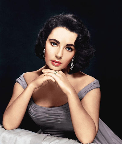 Elizabeth Taylor White Modern Wood Framed Art Print with Double Matting by Hollywood Photo Archive