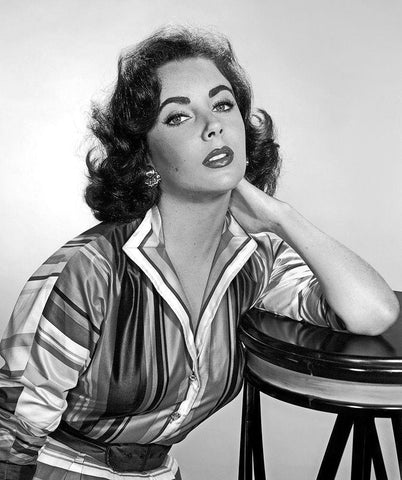 Elizabeth Taylor White Modern Wood Framed Art Print with Double Matting by Hollywood Photo Archive