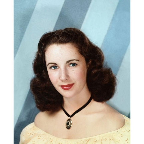 Elizabeth Taylor Black Modern Wood Framed Art Print with Double Matting by Hollywood Photo Archive