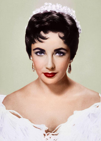 Elizabeth Taylor White Modern Wood Framed Art Print with Double Matting by Hollywood Photo Archive