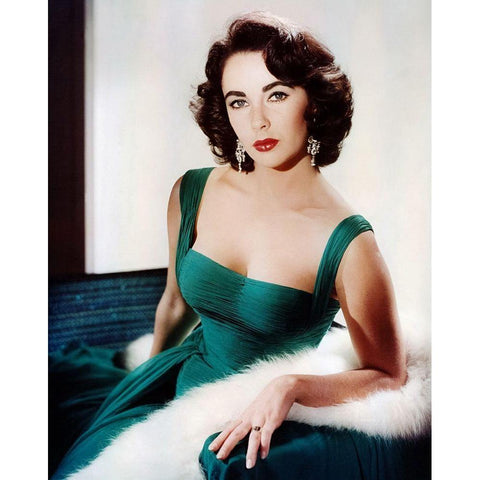 Elizabeth Taylor White Modern Wood Framed Art Print by Hollywood Photo Archive