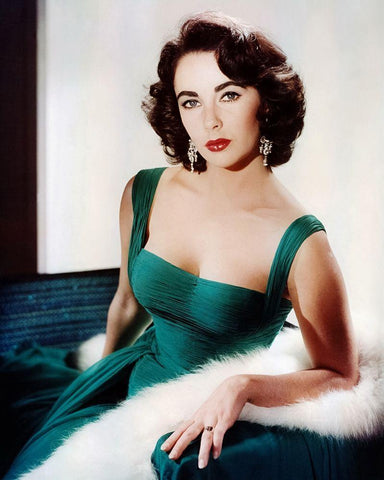 Elizabeth Taylor Black Ornate Wood Framed Art Print with Double Matting by Hollywood Photo Archive