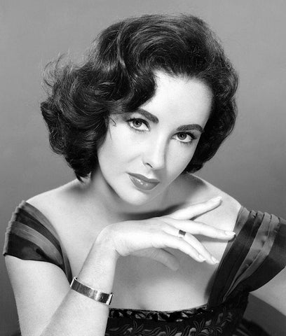 Elizabeth Taylor White Modern Wood Framed Art Print with Double Matting by Hollywood Photo Archive