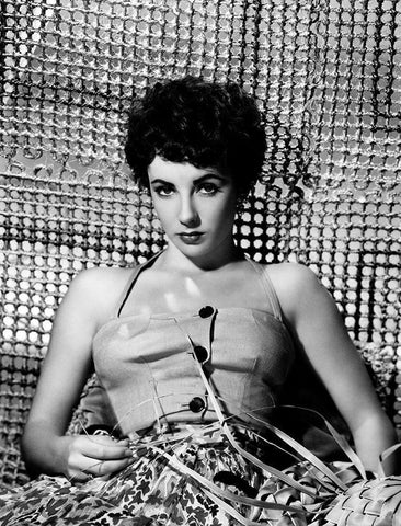 Elizabeth Taylor White Modern Wood Framed Art Print with Double Matting by Hollywood Photo Archive