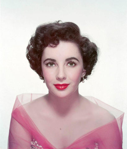 Elizabeth Taylor White Modern Wood Framed Art Print with Double Matting by Hollywood Photo Archive