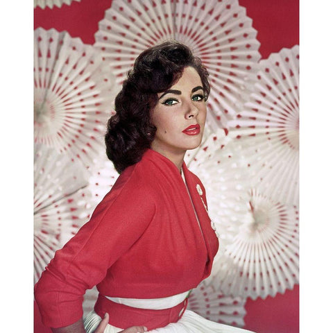 Elizabeth Taylor White Modern Wood Framed Art Print by Hollywood Photo Archive