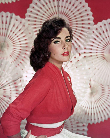 Elizabeth Taylor White Modern Wood Framed Art Print with Double Matting by Hollywood Photo Archive