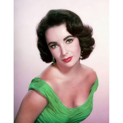 Elizabeth Taylor Black Modern Wood Framed Art Print with Double Matting by Hollywood Photo Archive