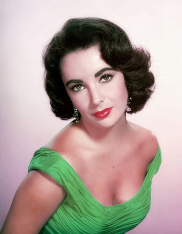 Elizabeth Taylor White Modern Wood Framed Art Print with Double Matting by Hollywood Photo Archive