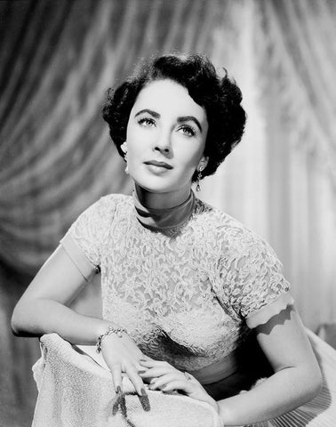 Elizabeth Taylor Black Ornate Wood Framed Art Print with Double Matting by Hollywood Photo Archive