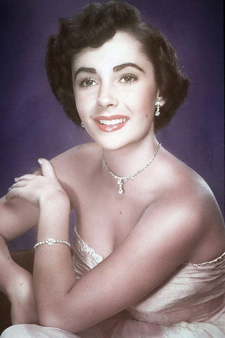 Elizabeth Taylor Black Ornate Wood Framed Art Print with Double Matting by Hollywood Photo Archive