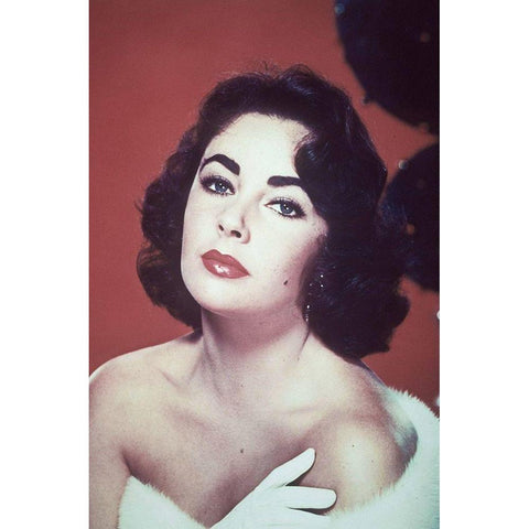 Elizabeth Taylor Black Modern Wood Framed Art Print with Double Matting by Hollywood Photo Archive