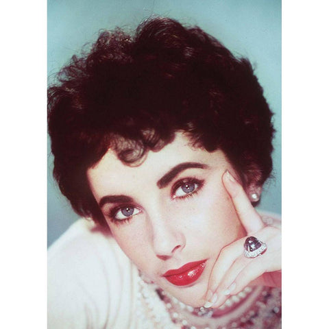 Elizabeth Taylor Gold Ornate Wood Framed Art Print with Double Matting by Hollywood Photo Archive