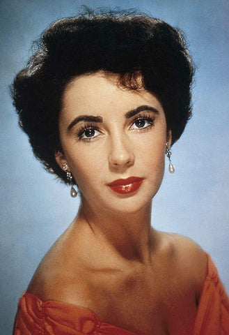 Elizabeth Taylor White Modern Wood Framed Art Print with Double Matting by Hollywood Photo Archive