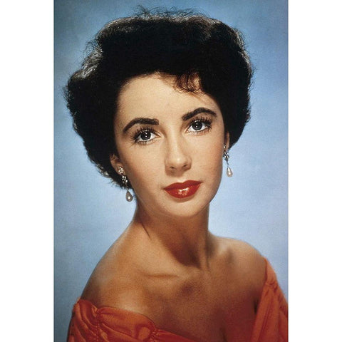 Elizabeth Taylor White Modern Wood Framed Art Print by Hollywood Photo Archive