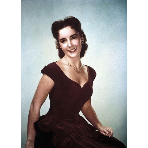 Elizabeth Taylor Black Modern Wood Framed Art Print with Double Matting by Hollywood Photo Archive