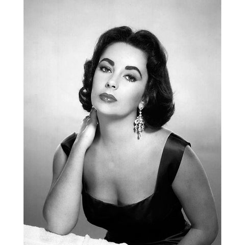 Elizabeth Taylor White Modern Wood Framed Art Print by Hollywood Photo Archive