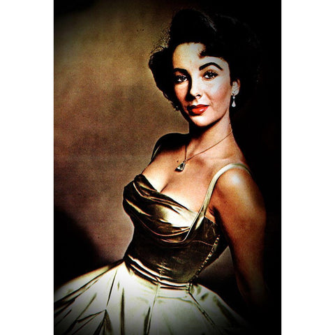 Elizabeth Taylor Black Modern Wood Framed Art Print with Double Matting by Hollywood Photo Archive