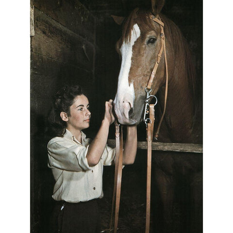 National Velvet - Elizabeth Taylor Gold Ornate Wood Framed Art Print with Double Matting by Hollywood Photo Archive